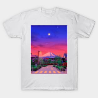 Yellow fuji moon at night T-Shirt